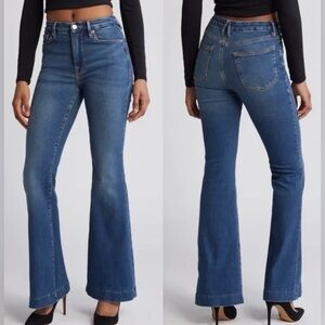 Good American Good Flare w/ Trouser Hem high-rise jeans size 28